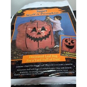 Vintage Halloween Super Stuff A Pumpkin Halloween Leaf Bag Decoration 45" x 48"